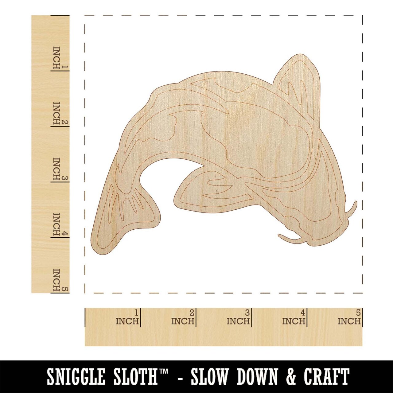 Spotted Koi Fish Unfinished Wood Shape Piece Cutout for DIY Craft Projects